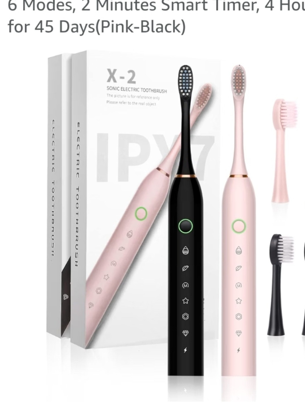 Sonic Electric Toothbrush - Black & Pink 2pk Factory Sealed